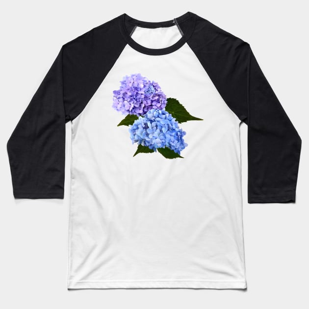 Two Hydrangea Blue and Lavender Baseball T-Shirt by SusanSavad